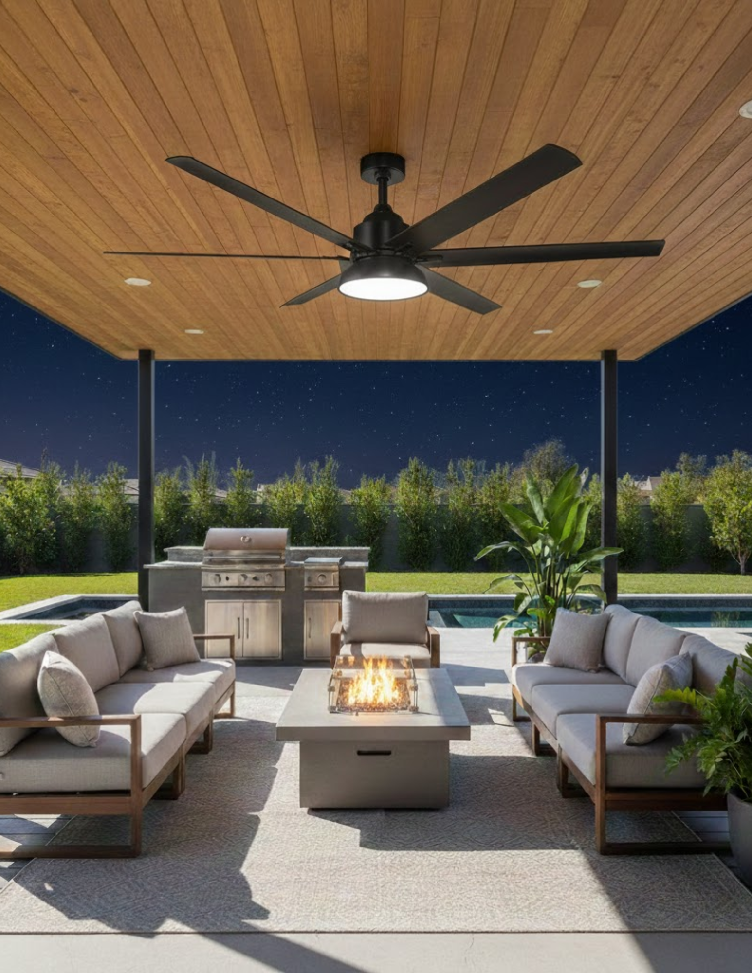 6-Blade 72" MB Fan MB Blades Damp 18W LED 3K