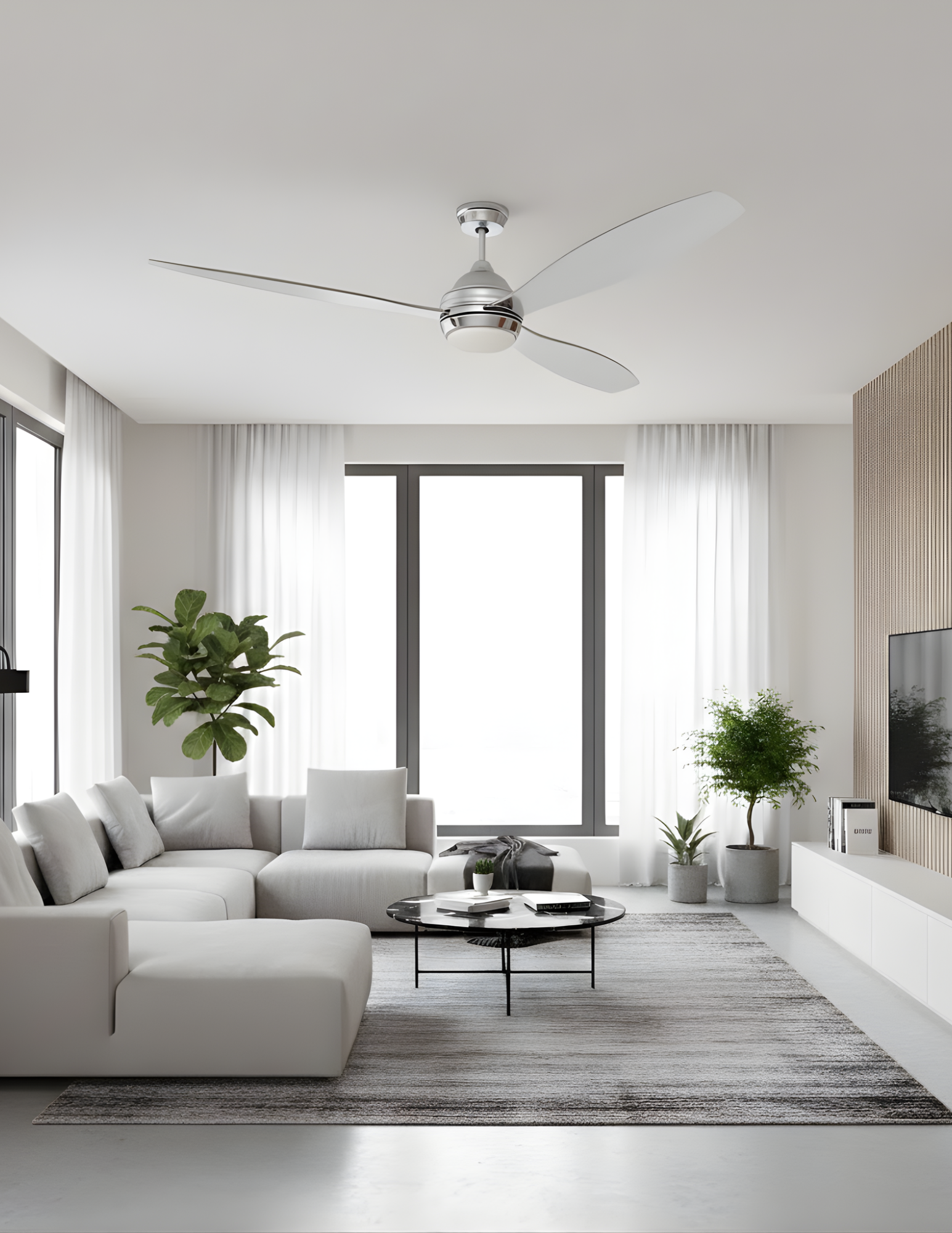 3-Blade 60" CH Fan Clear Blades 18W LED 3K