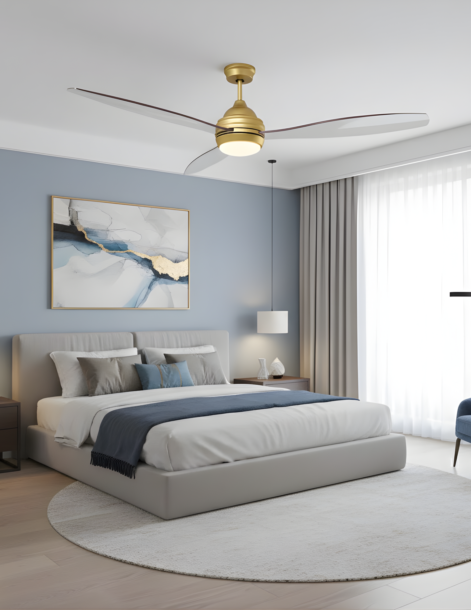 3-Blade 60" CH Fan Clear Blades 18W LED 3K