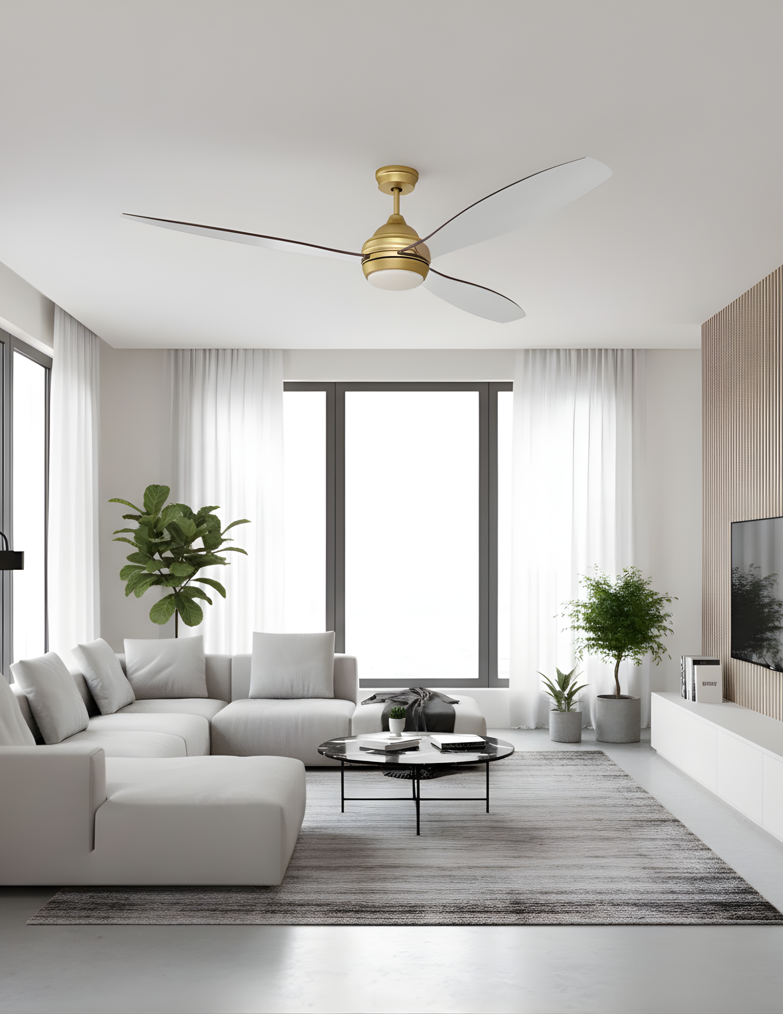 3-Blade 60" CH Fan Clear Blades 18W LED 3K