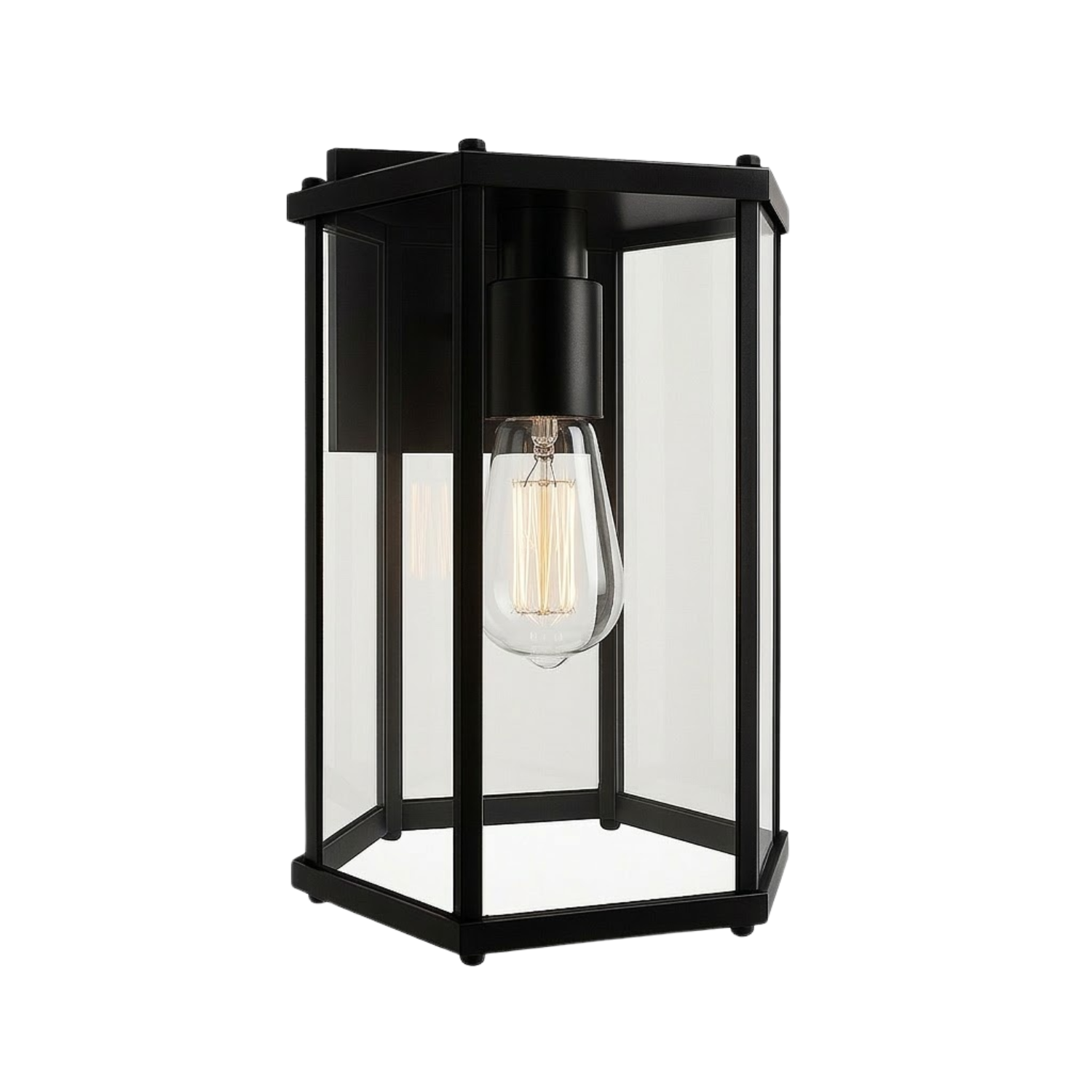 6-Sided Open Bottom Coach Light - Transitional Exterior in Matte Black