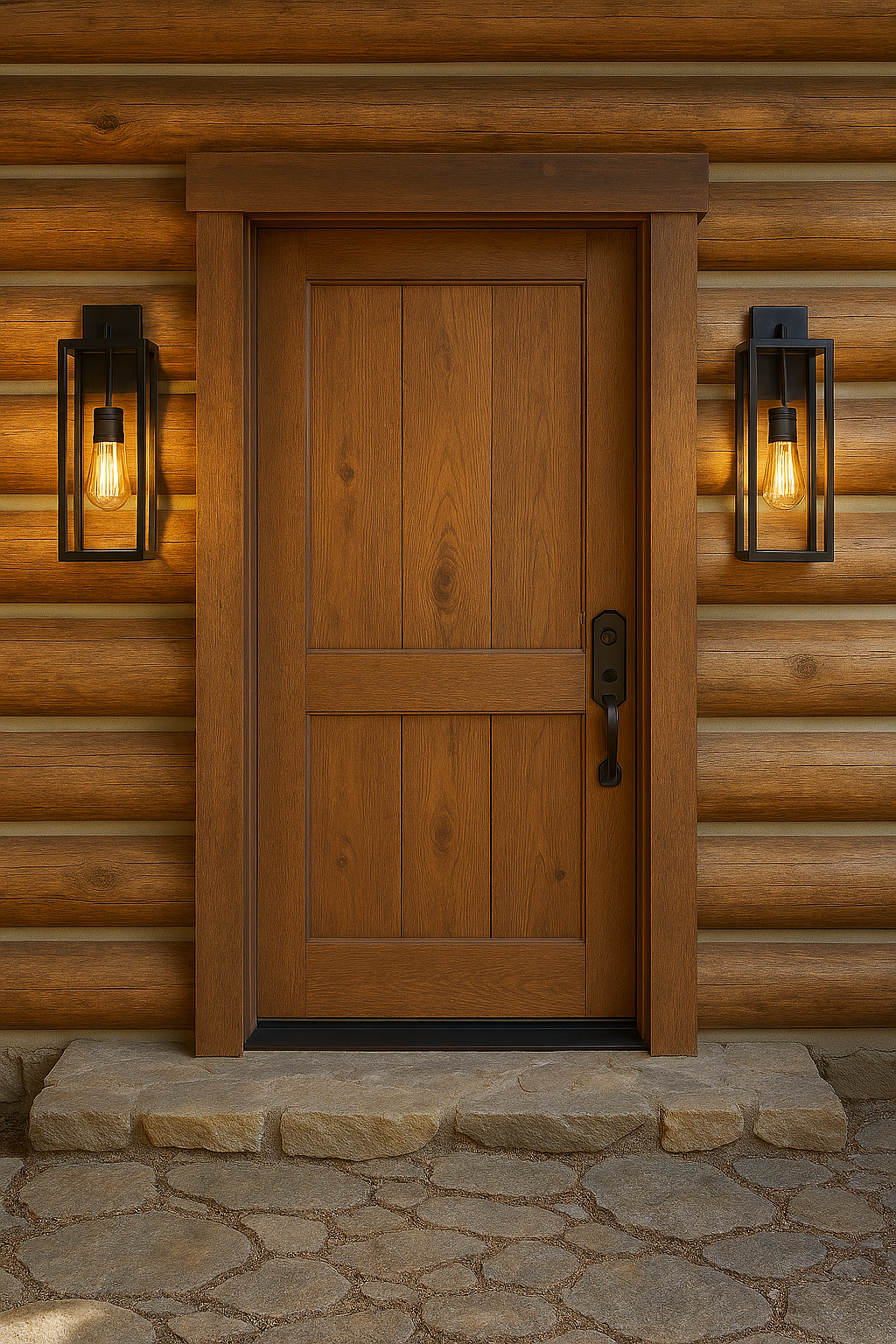 Medium Clear Glass Cube Coach Light - Chic Exterior in Matte Black