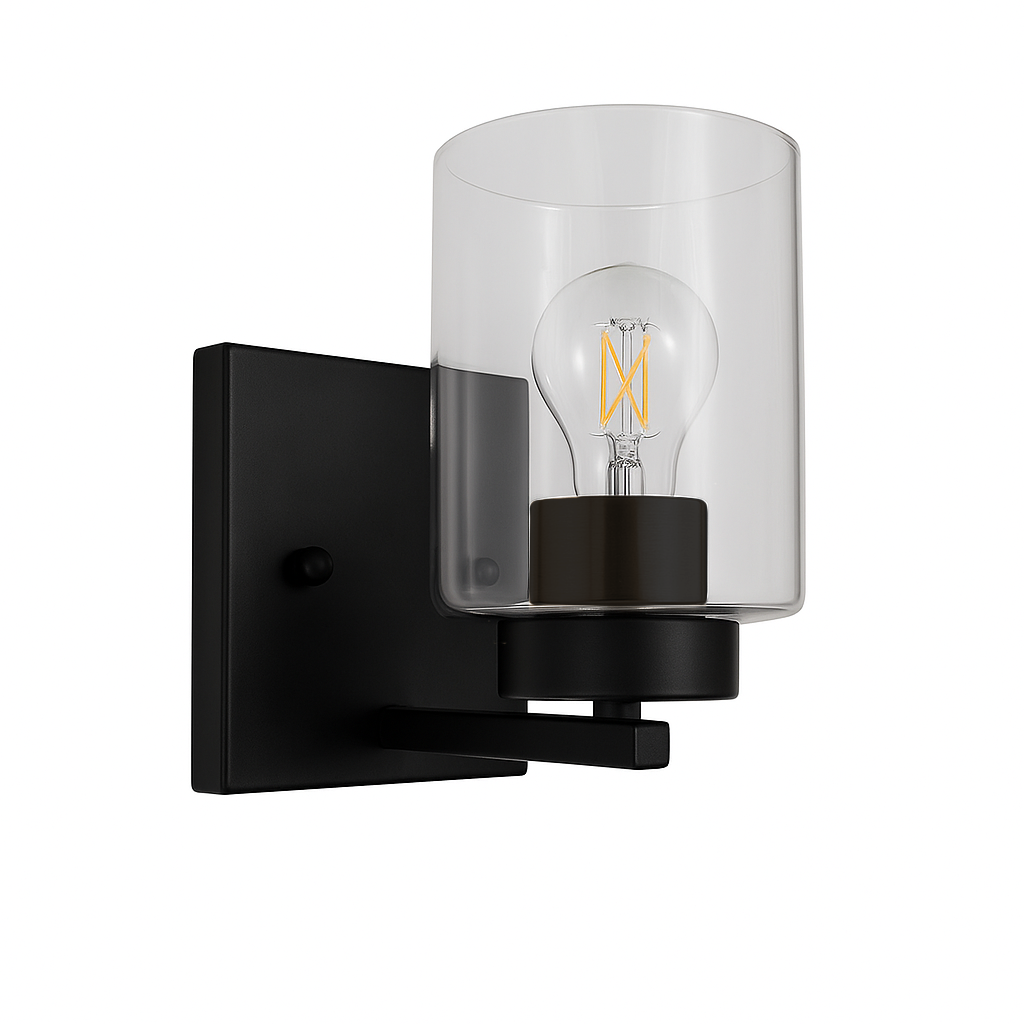1-Light Clear Glass Sconce - Minimalist Vanities