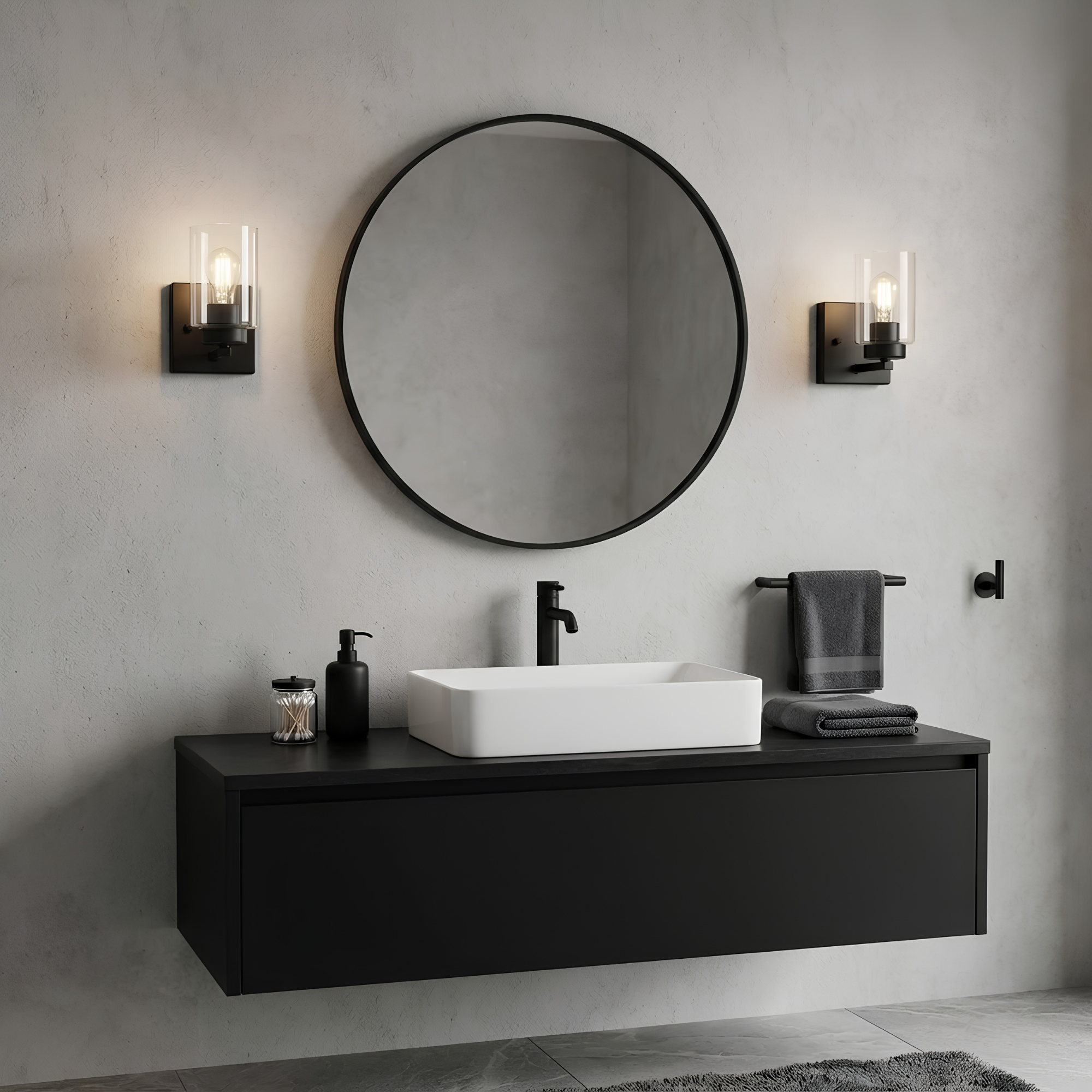 1-Light Clear Glass Sconce - Minimalist Vanities
