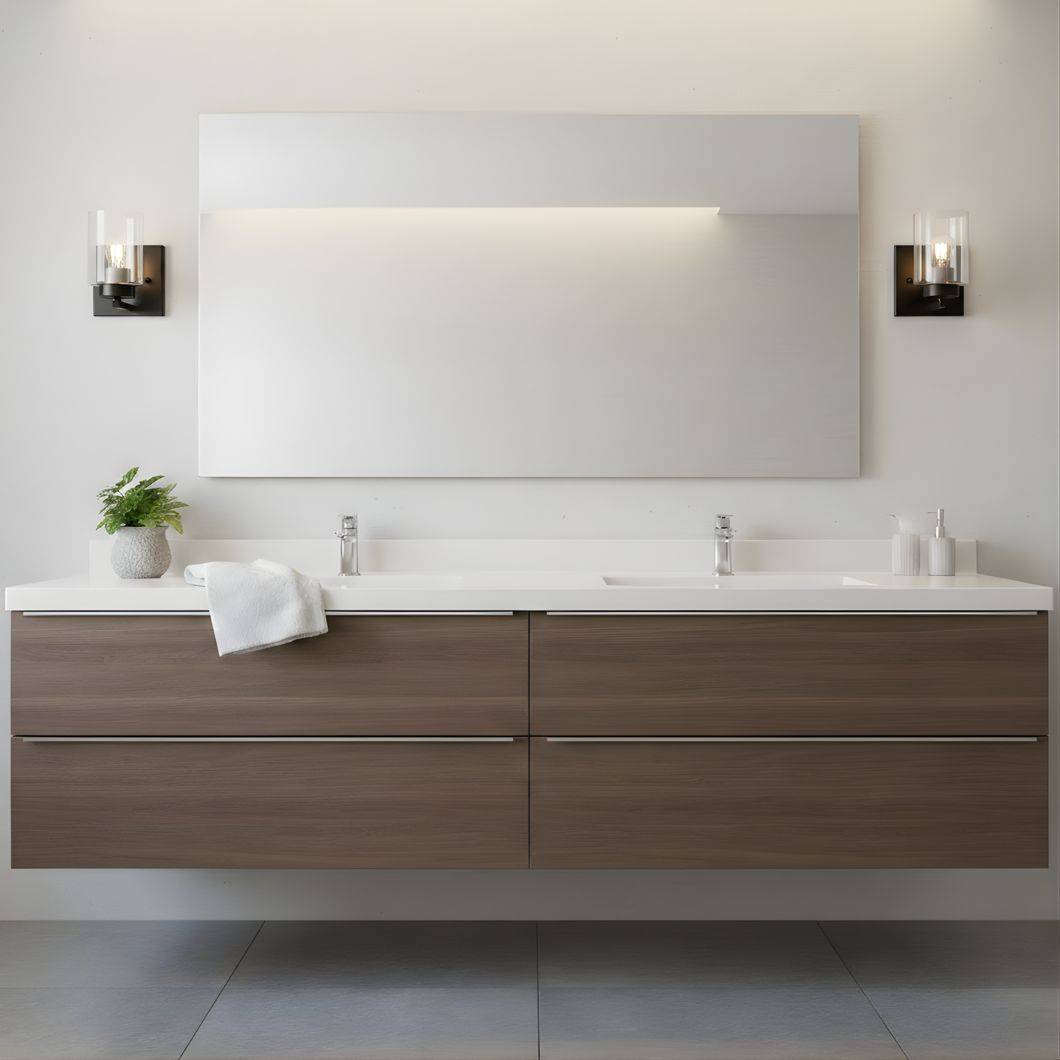 1-Light Clear Glass Sconce - Minimalist Vanities