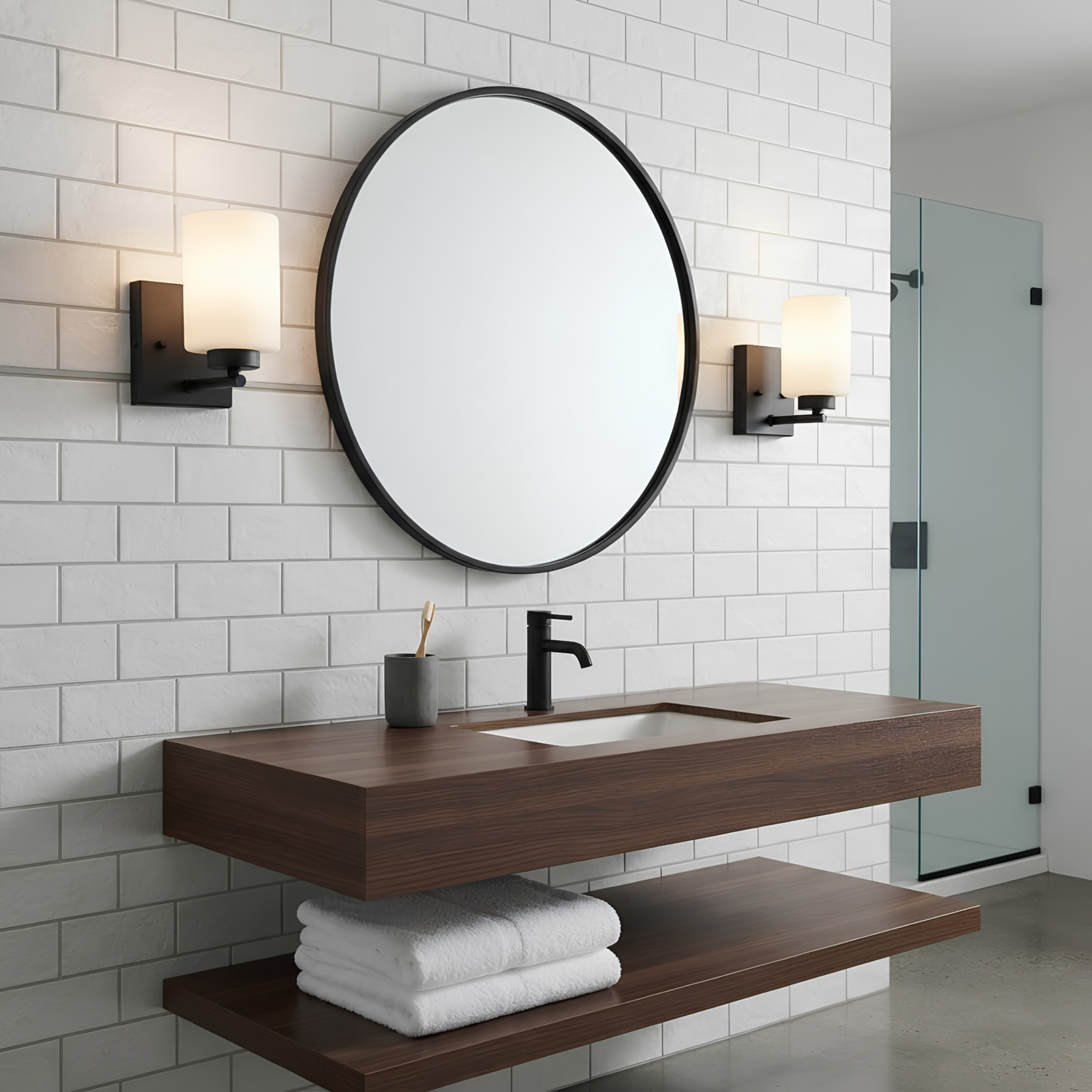 1-Light White Glass Sconce - Classic Vanities