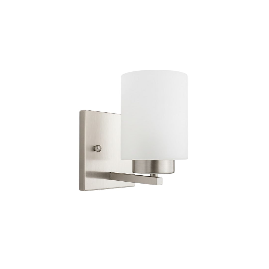 1-Light White Glass Sconce - Classic Vanities
