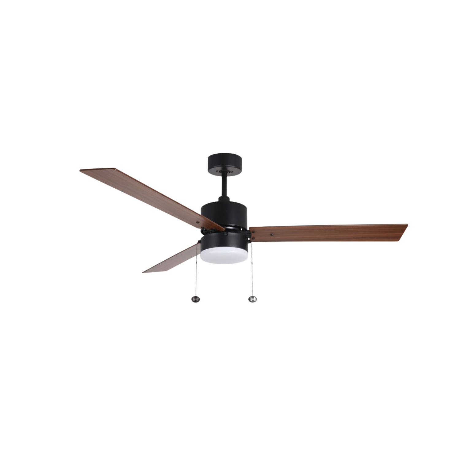 3-Blade 52" Modern Cylinder Fan Matte Black/Walnut Blades Pull Chain 3K, 4K, 5K - Classic Indoor Fans