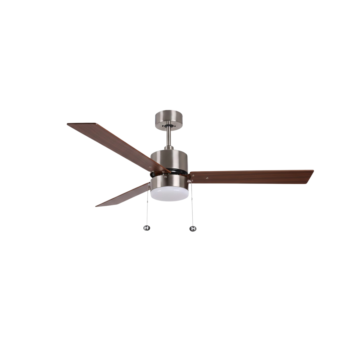3-Blade 52" Modern Cylinder Fan Matte Black/Walnut Blades Pull Chain 3K, 4K, 5K - Classic Indoor Fans