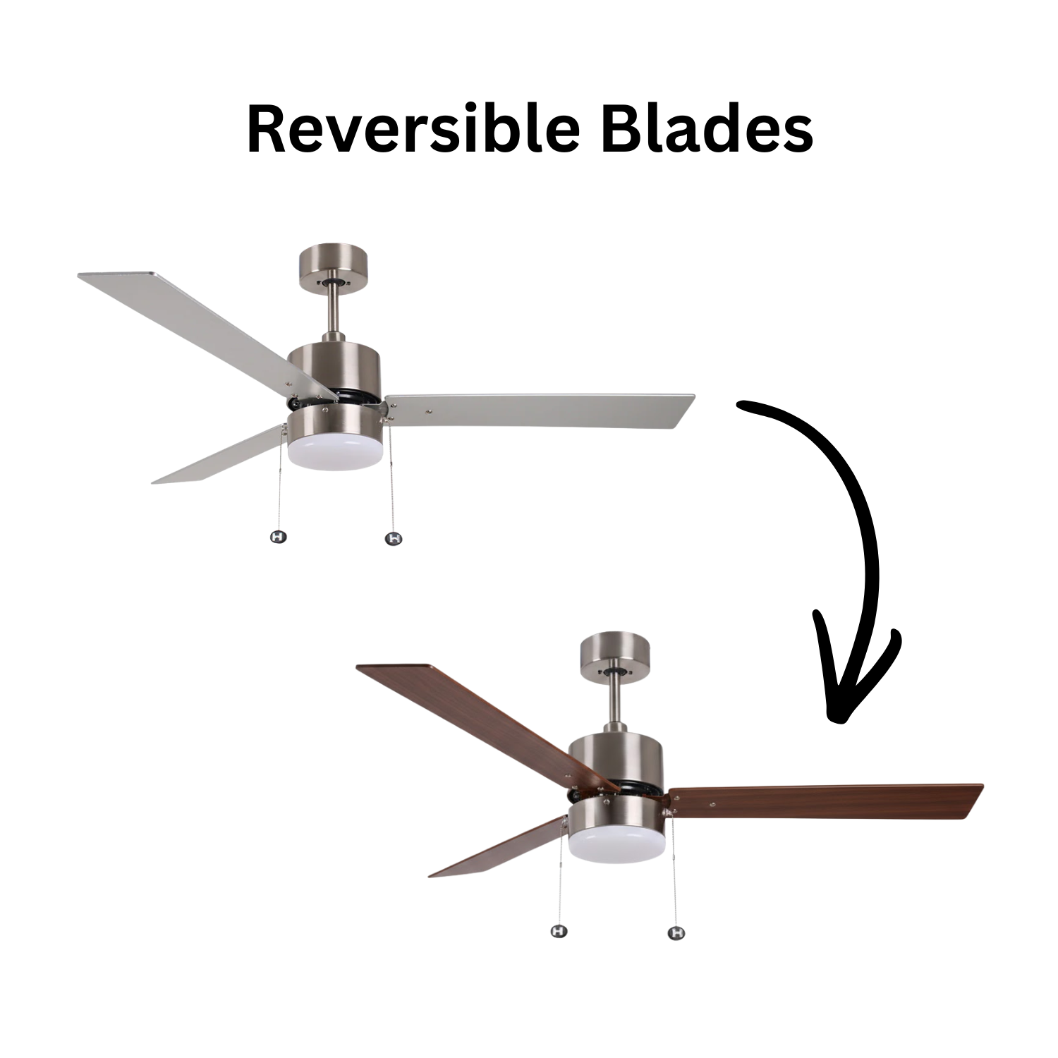3-Blade 52" Modern Cylinder Fan Matte Black/Walnut Blades Pull Chain 3K, 4K, 5K - Classic Indoor Fans