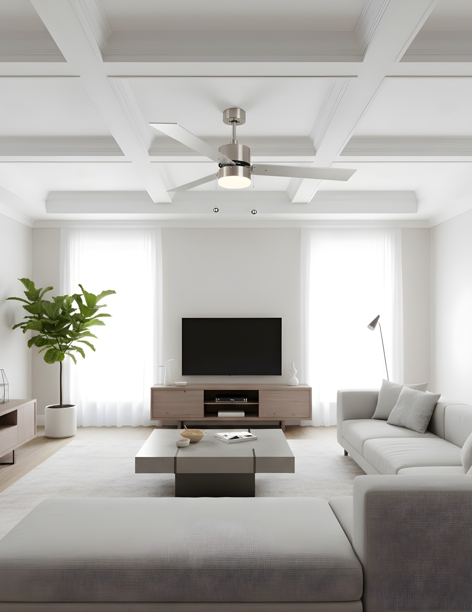 3-Blade 52" Modern Cylinder Fan Matte Black/Walnut Blades Pull Chain 3K, 4K, 5K - Classic Indoor Fans