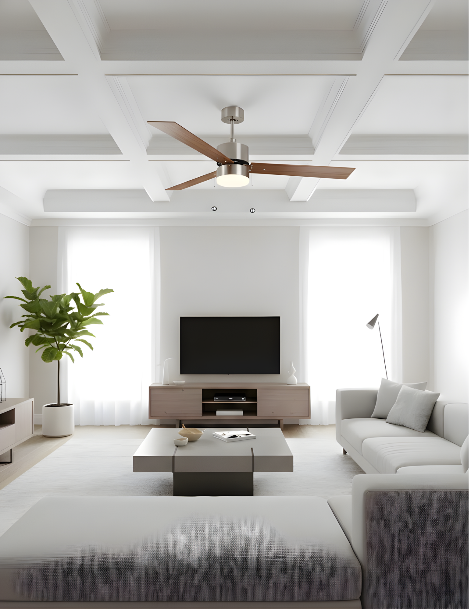 3-Blade 52" Modern Cylinder Fan Matte Black/Walnut Blades Pull Chain 3K, 4K, 5K - Classic Indoor Fans