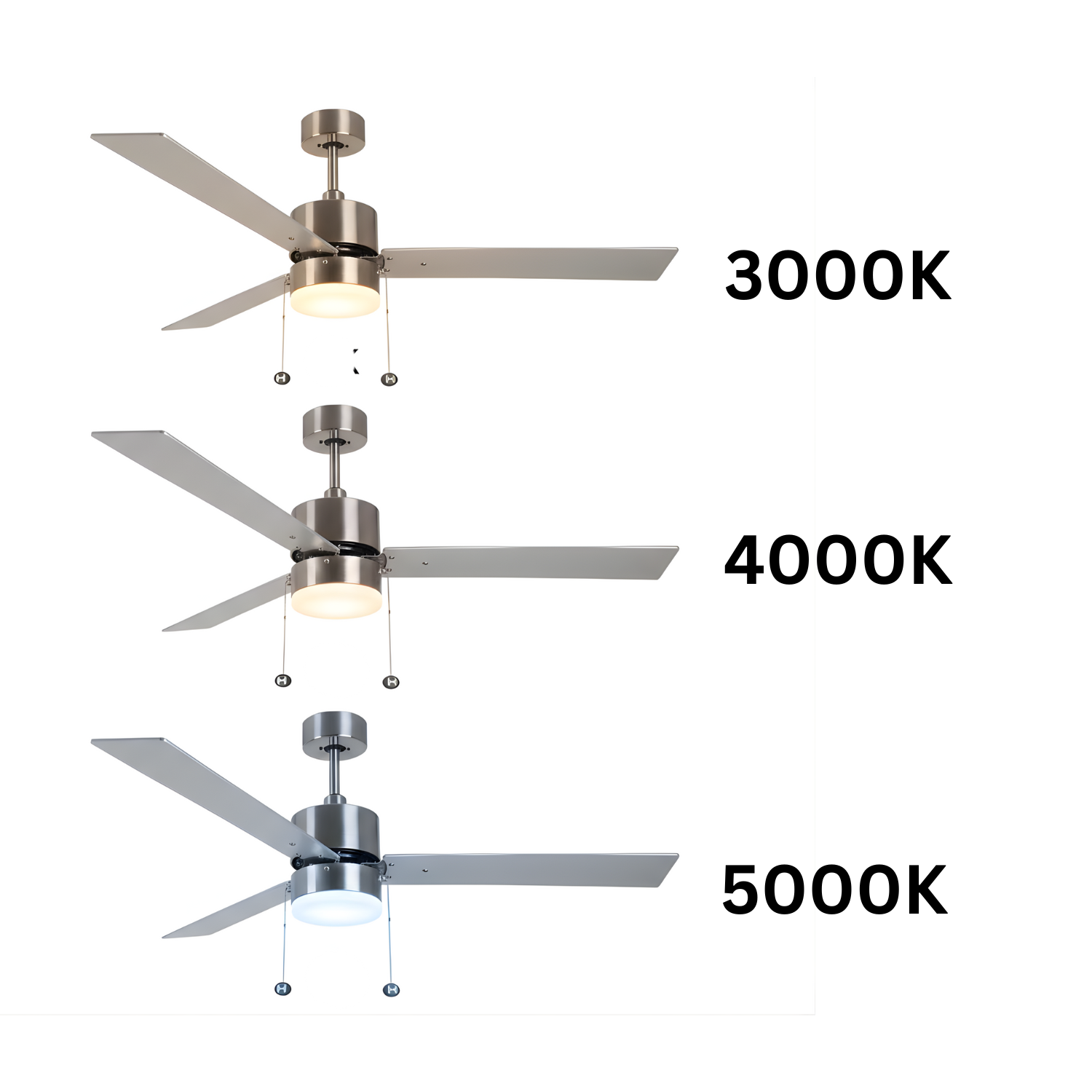 3-Blade 52" Modern Cylinder Fan Matte Black/Walnut Blades Pull Chain 3K, 4K, 5K - Classic Indoor Fans