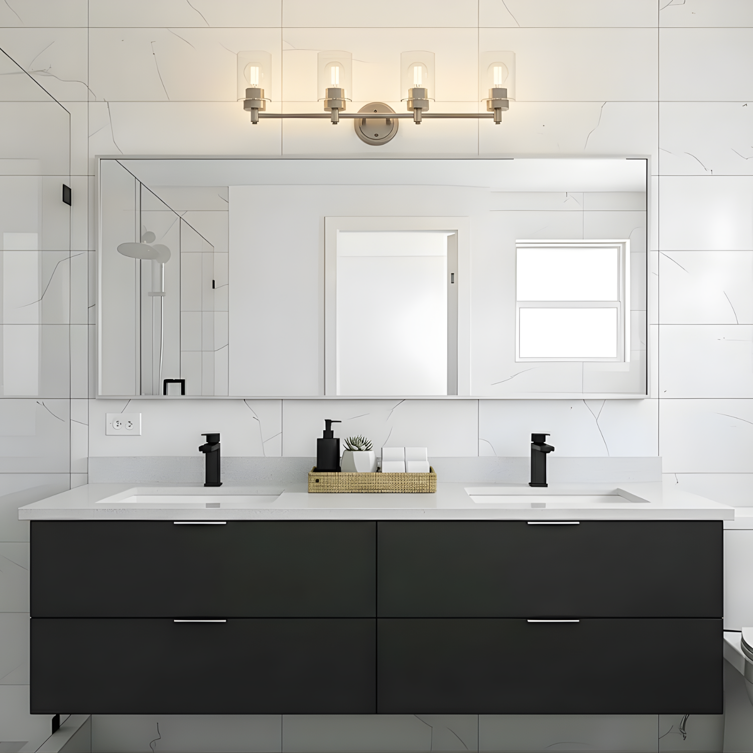 Mincio 4-Light Clear Glass Vanity - Minimalist Vanities