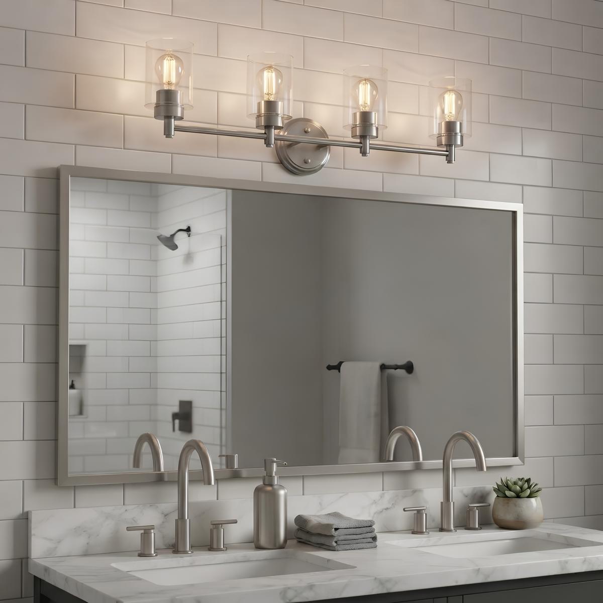 Mincio 4-Light Clear Glass Vanity - Minimalist Vanities
