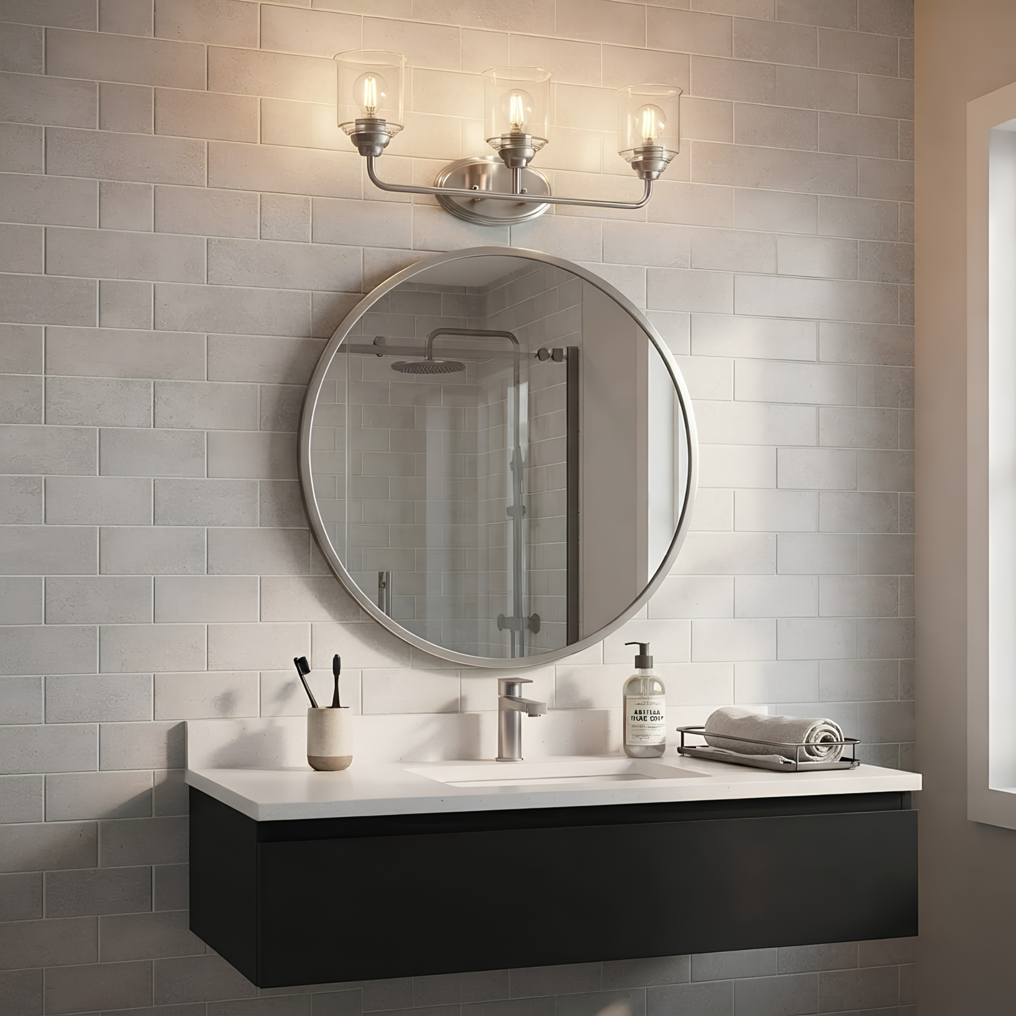 Acheron 3-Light Clear Glass Vanity - Sleek Vanities