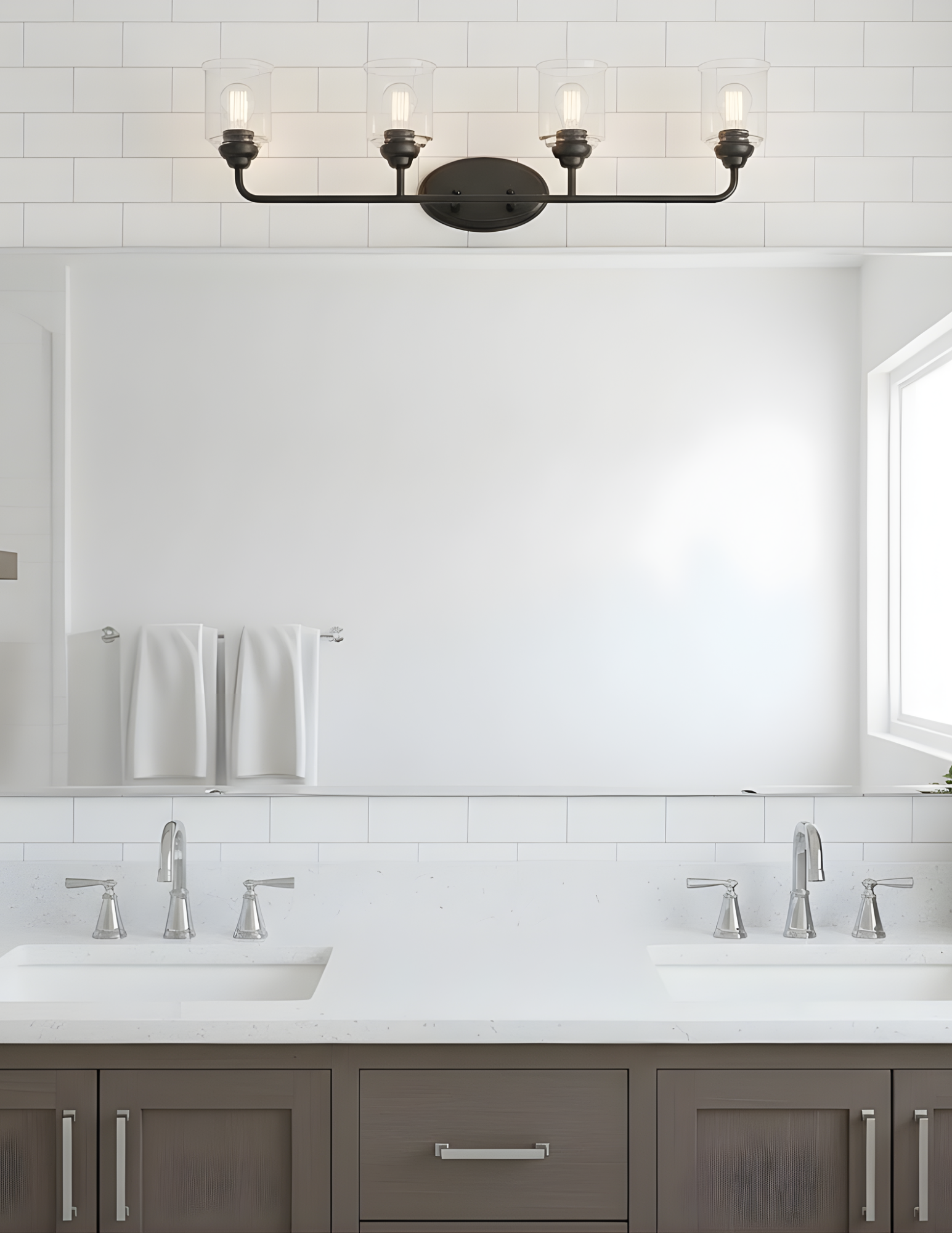 Acheron 4-Light Clear Glass Vanity - Sleek Vanities