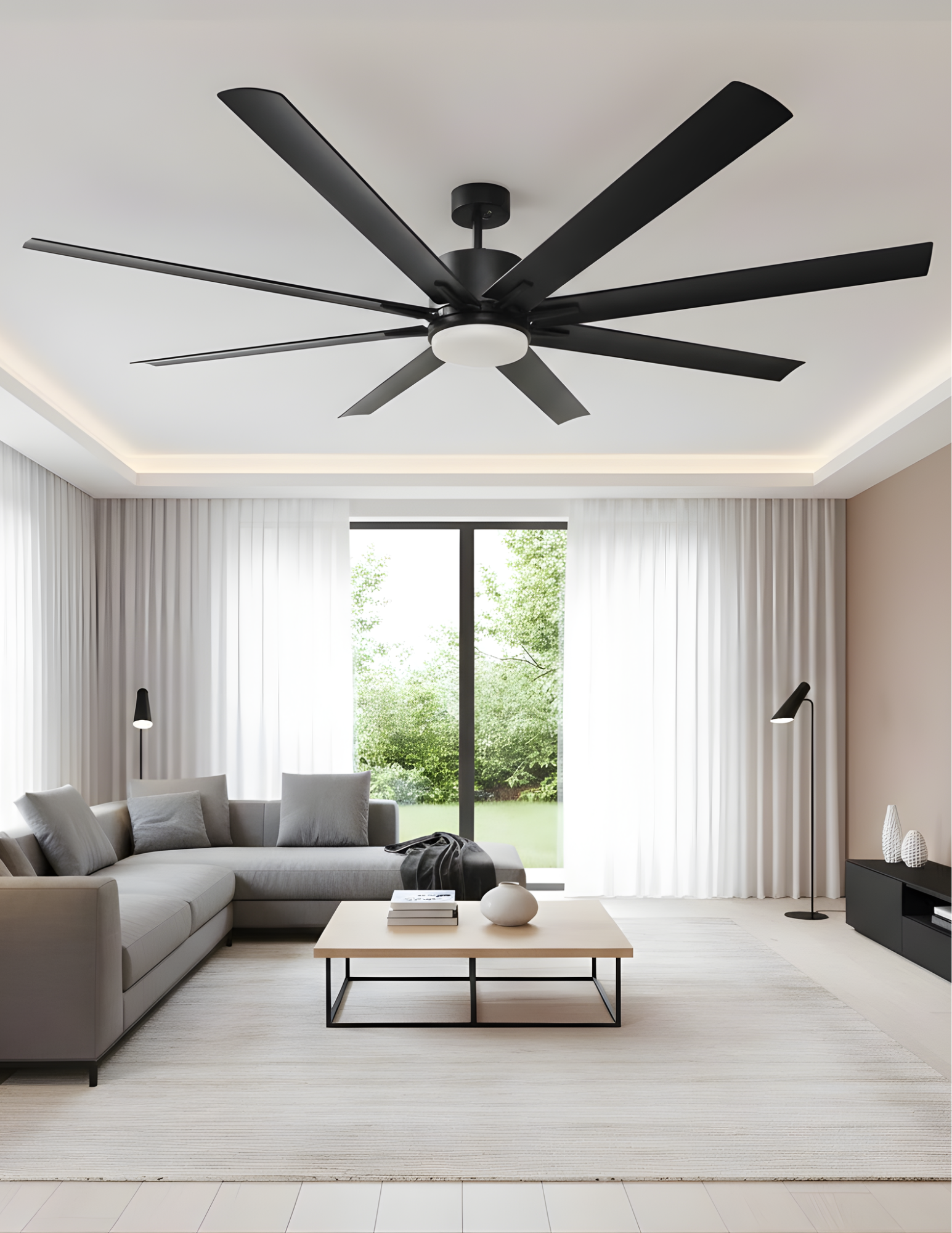 Metro Damp Patio Fan Black ABS Blades 20W LED 3K,4K,5K - Elegant Outdoor Fans in Matte Black