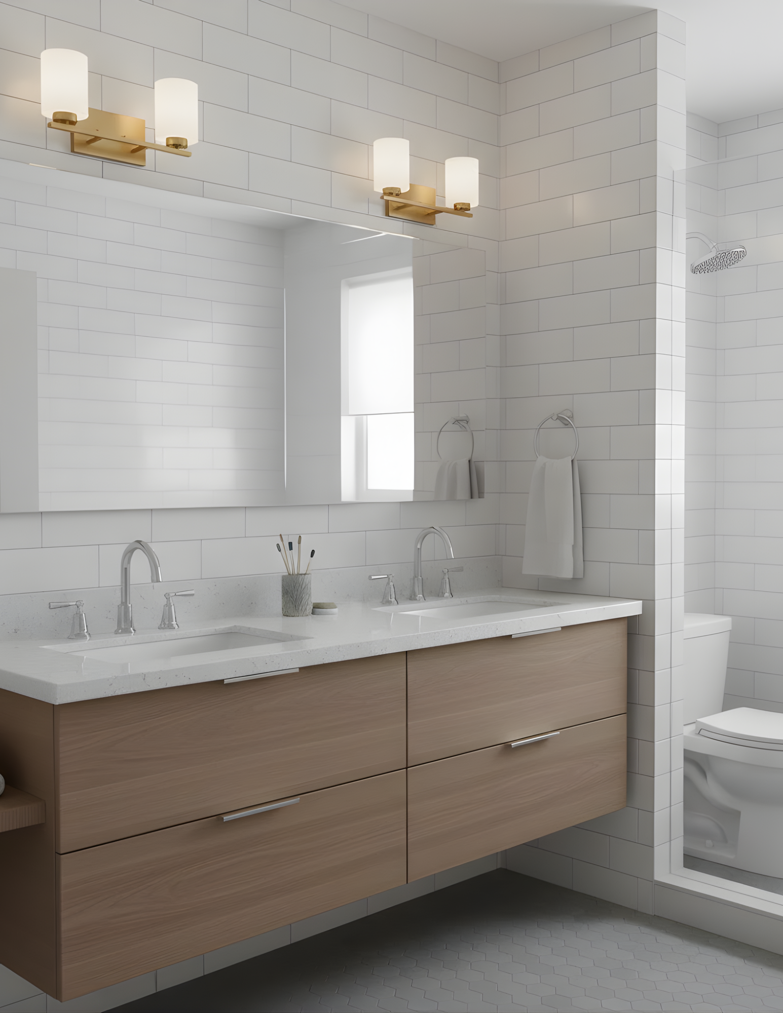 2-Light White Glass Vanity - CG