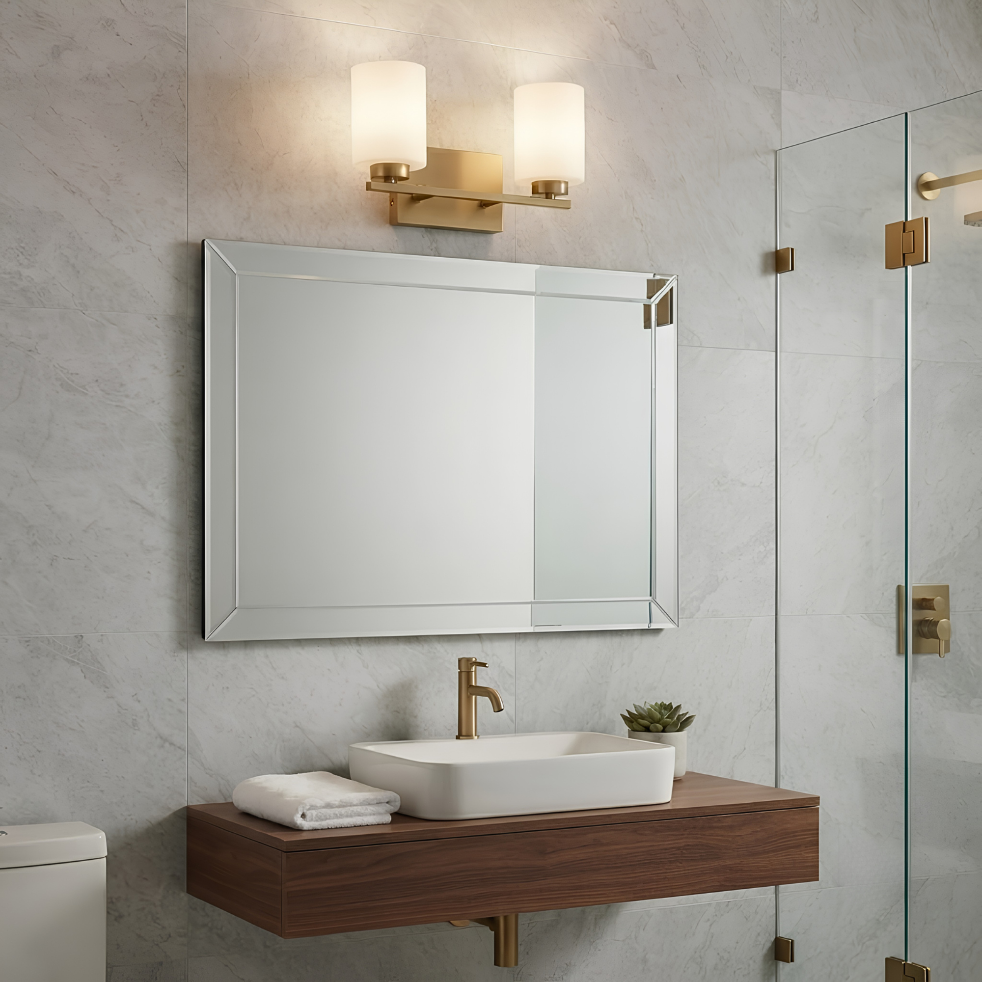 2-Light White Glass Vanity - CG