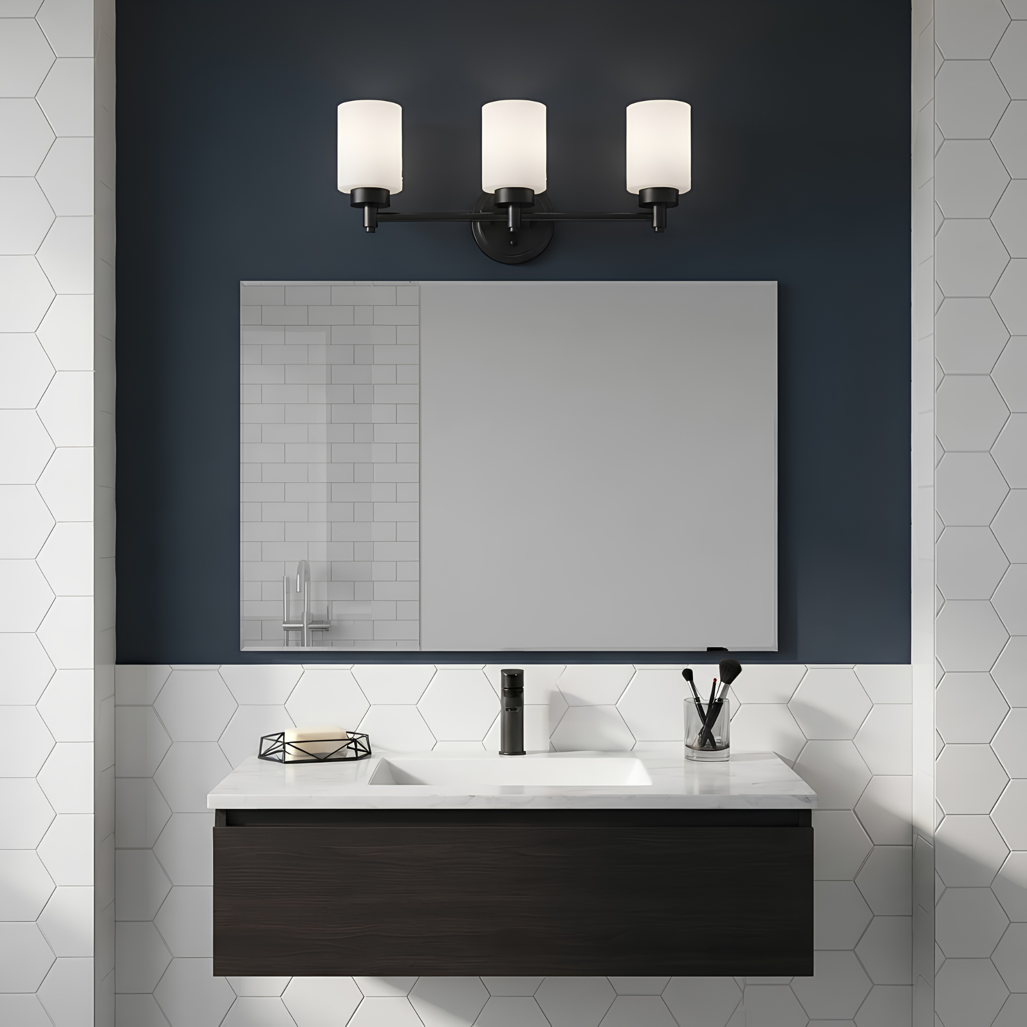 Mincio 3-Light White Glass Vanity - MB