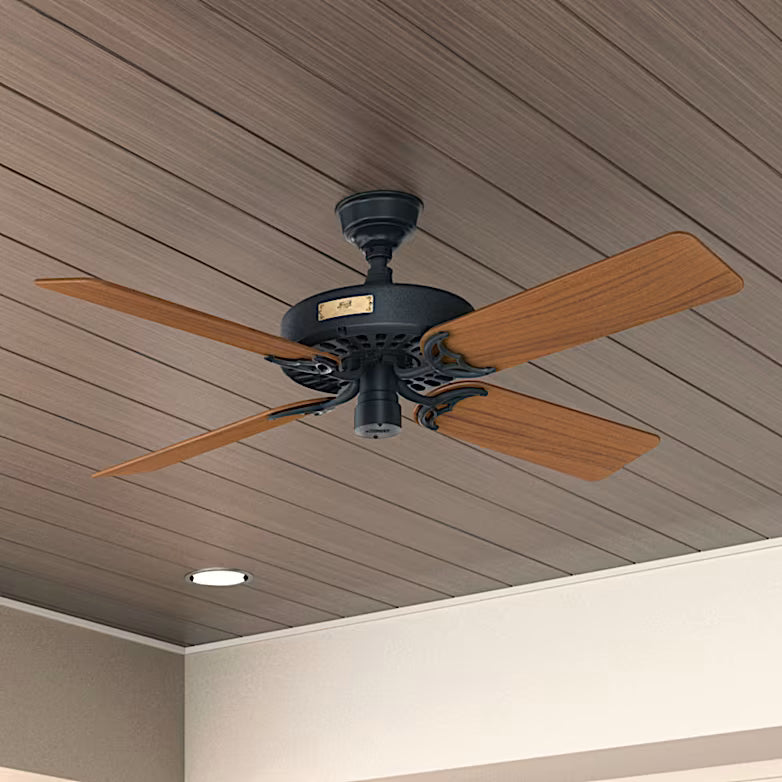 Hunter Original 52-Inch Outdoor Ceiling Fan with Original Teak Blades — Rubbed Bronze Finish