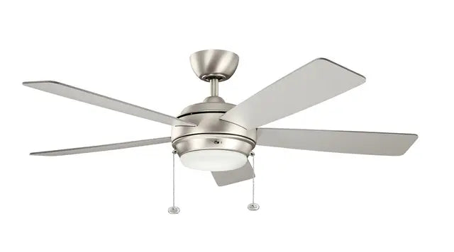 Kichler Starkk 52″ Ceiling Fan — Brushed Nickel with Reversible Silver/Walnut Blades & Integrated LED