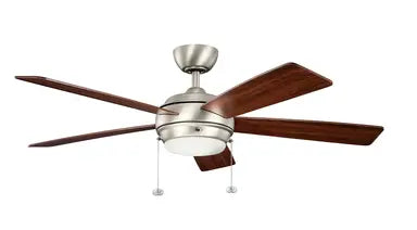 Kichler Starkk 52″ Ceiling Fan — Brushed Nickel with Reversible Silver/Walnut Blades & Integrated LED