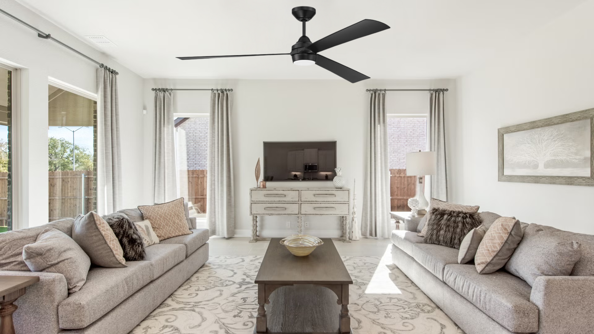 Craftmade Sterling 60‑Inch Flat Black Smart Ceiling Fan — Integrated LED, Remote & Wi‑Fi, Wet‑Rated
