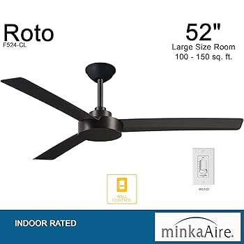 MinkaAire Roto 52" Ceiling Fan in Coal Finish — 3 Blades, Wall Control Included