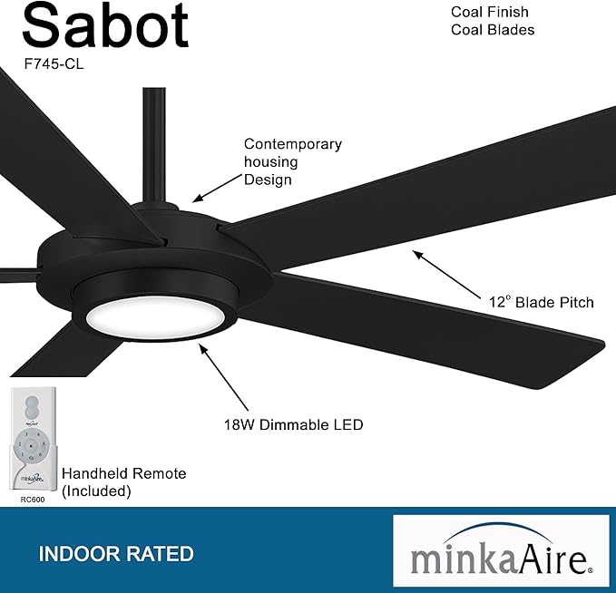 MinkaAire Sabot 52″ Ceiling Fan — Coal, Integrated LED & Remote Included