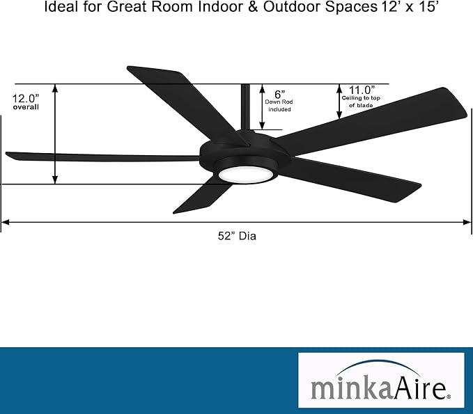 MinkaAire Sabot 52″ Ceiling Fan — Coal, Integrated LED & Remote Included
