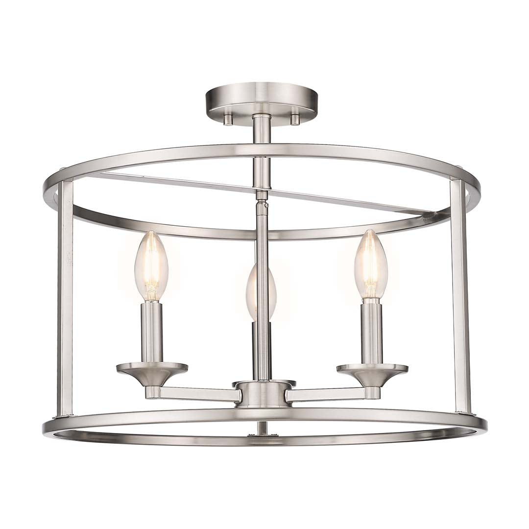 Alfred 3-Light Round Open Semi-Flush Mount Brushed Nickel