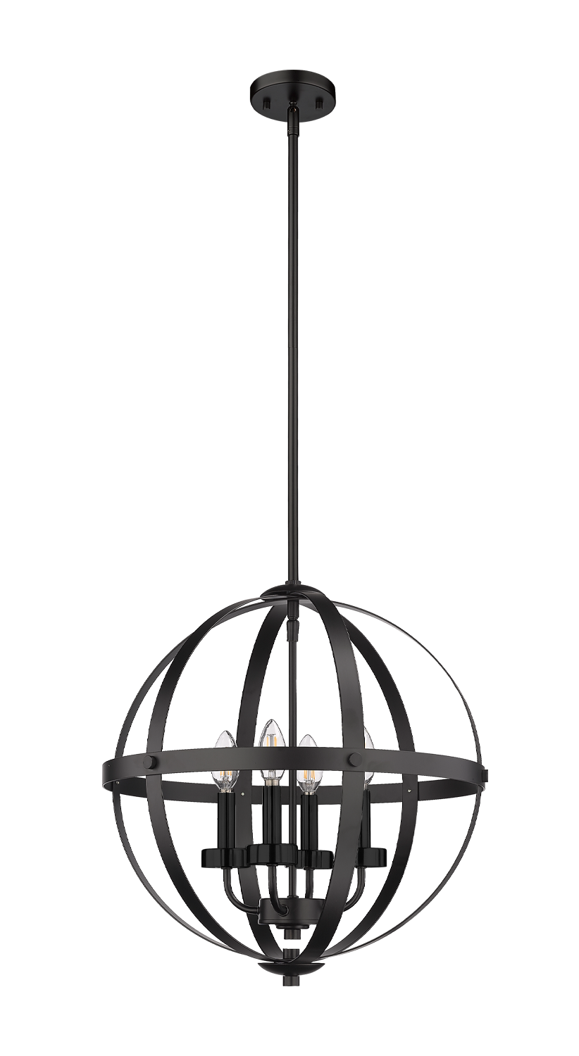 Aura 18" 4-Light Strap Steel Sphere - Candle Covers - Sleek Pendants