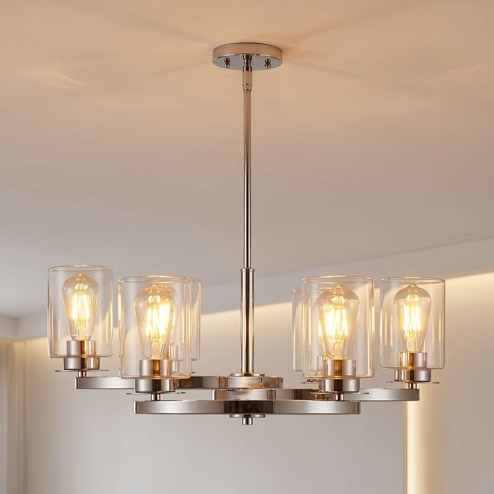 Jonna 6-Light Chandelier - Chrome - Stylish Chandeliers
