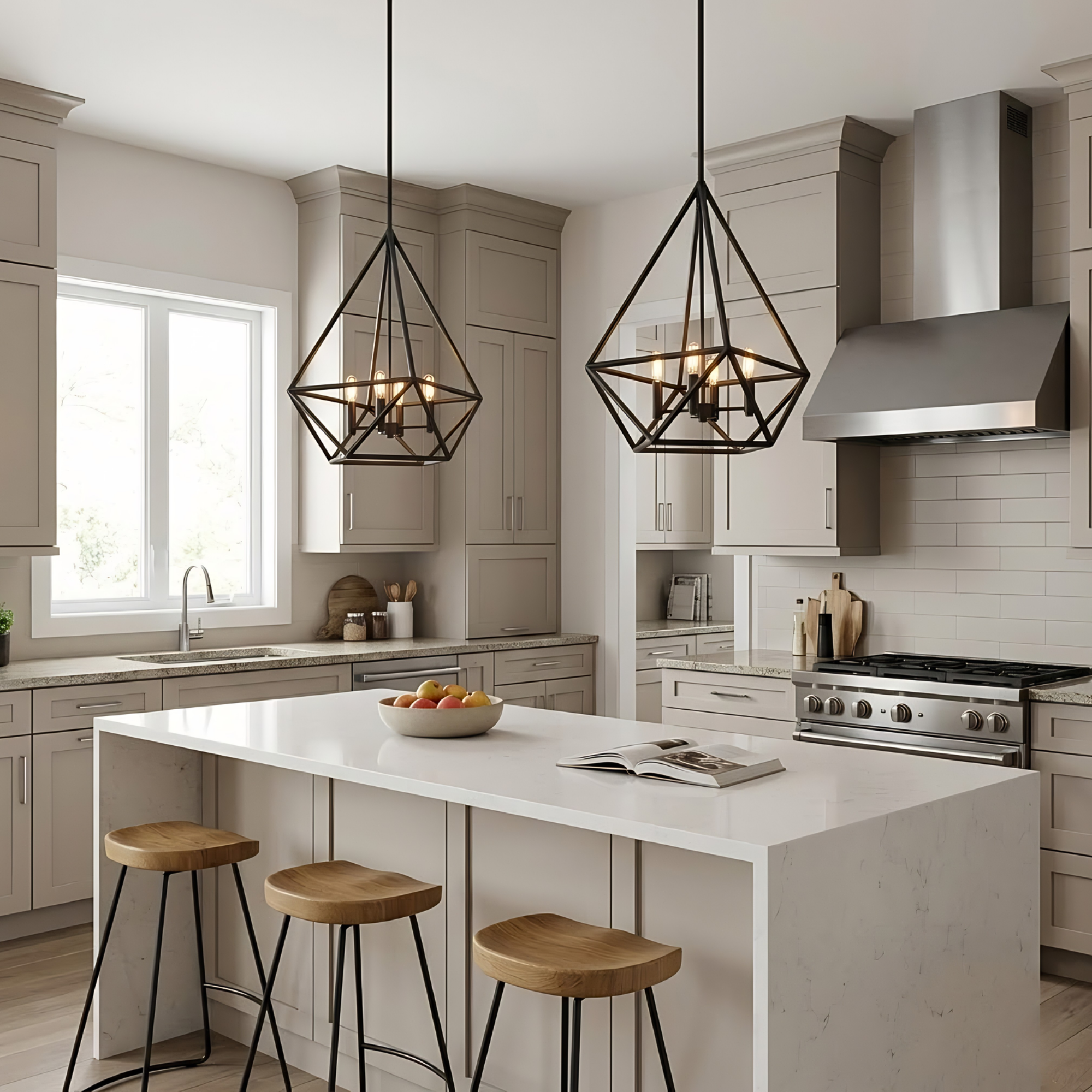 Vega 4-Light Cage Pendant - Matte Black - Elegant Pendants