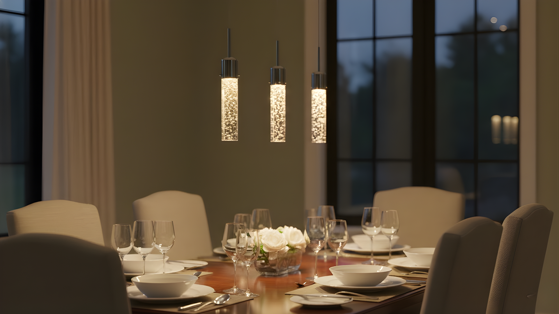 Soffi 1-Light Illuminated Glass Cylinder - Chrome - Stylish Pendants