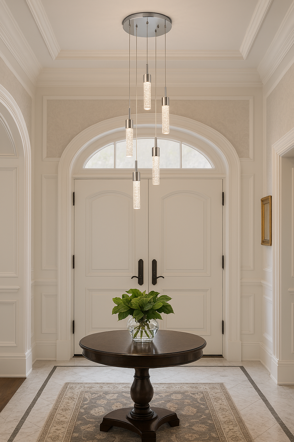 Soffi 5-Light Illuminated Glass Cylinder Pendant - Chrome - High-Design Pendants