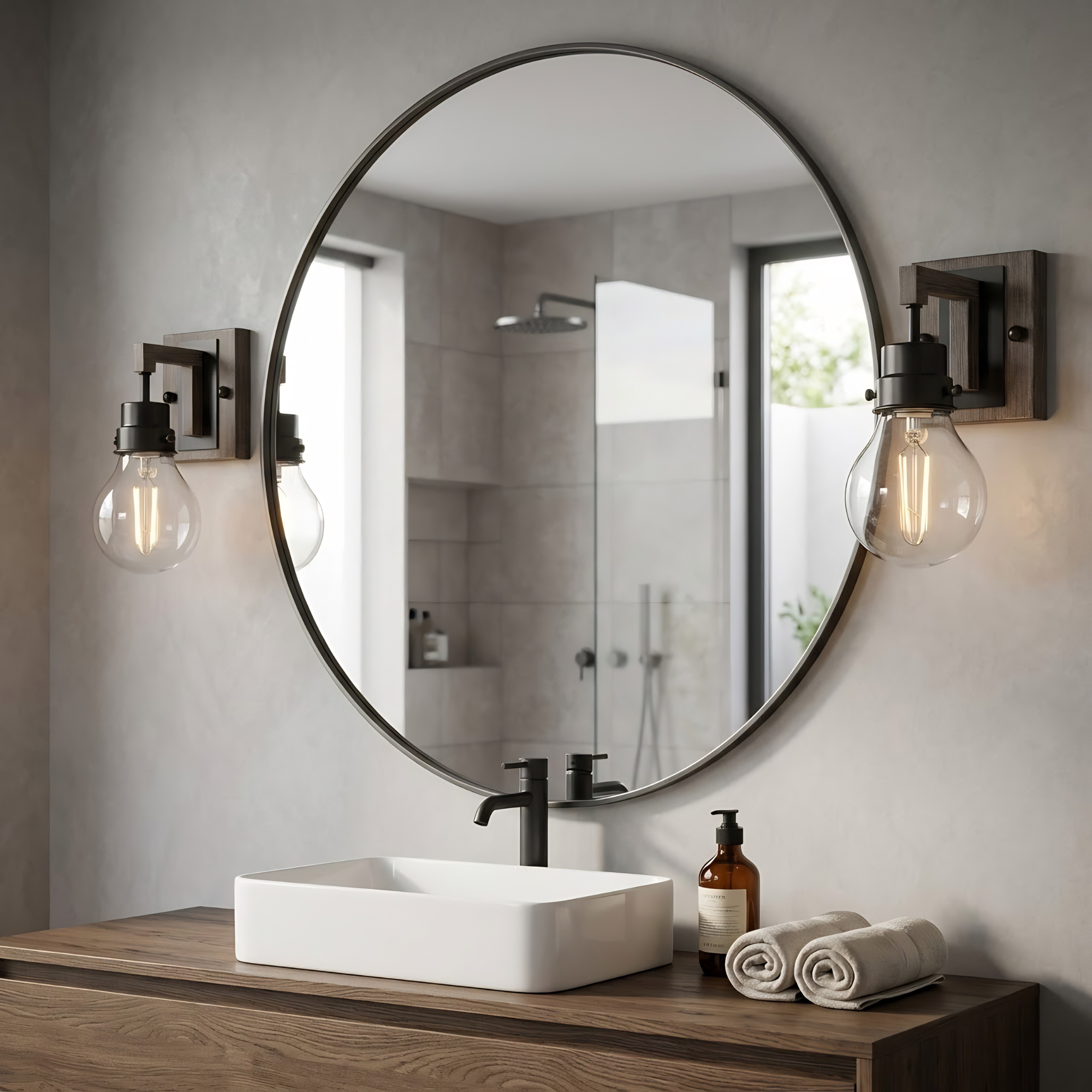Roxton 1-Light Wall Sconce with Wood Style Accents - Elegant Wall Sconces in Matte Black