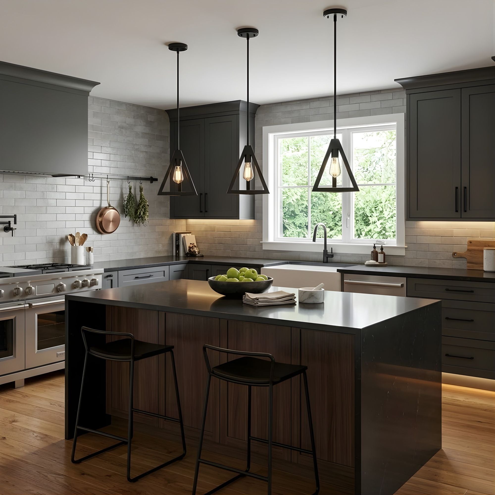 Astra 1-Light Triangle Pendant - Transitional Pendants in Matte Black