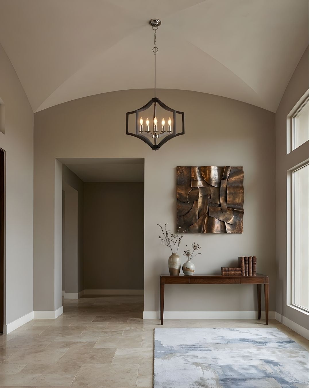 Maya 5-Light Chandelier - Decorative Chandeliers in Matte Black with Chrome Accents