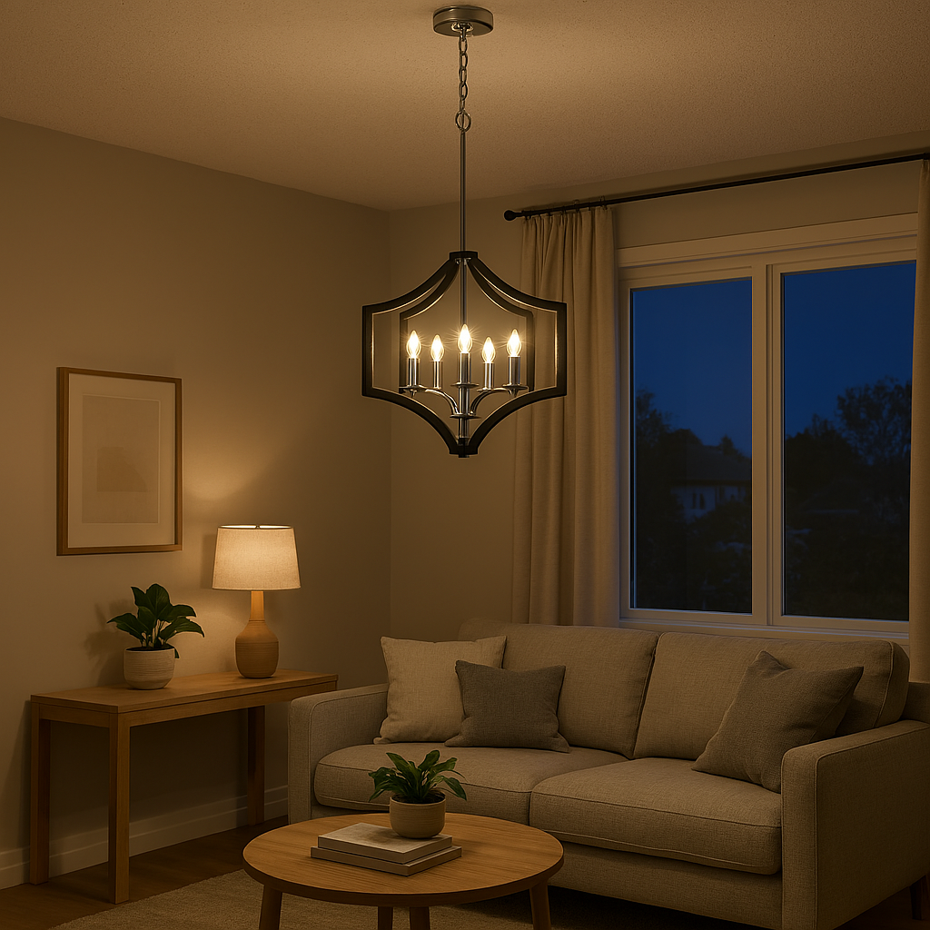 Maya 5-Light Chandelier - Decorative Chandeliers in Matte Black with Chrome Accents