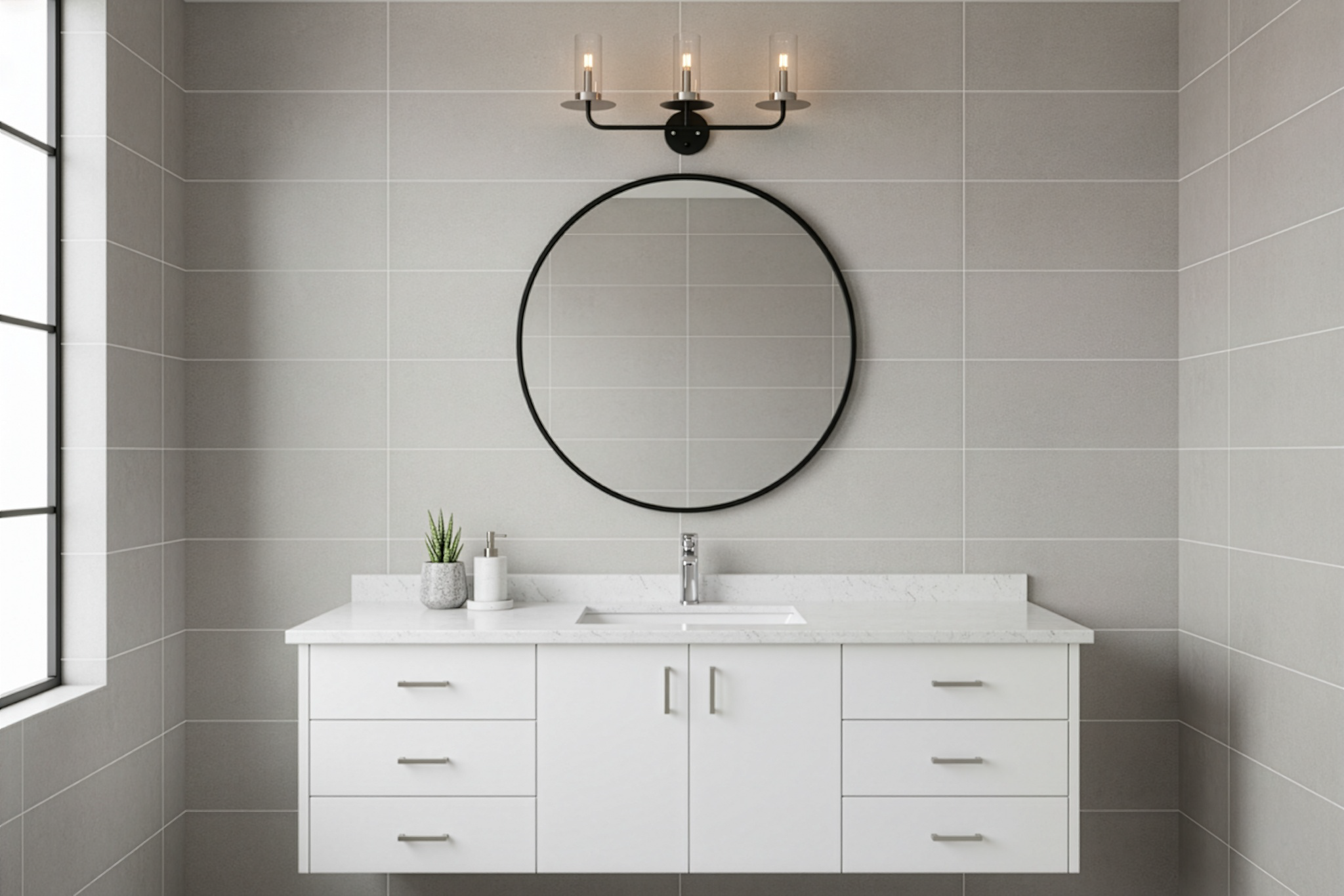 Aura 3-Bulb Two-Toned Vanity Light - Contemporary Vanities in Champagne Gold/Matte Black/Brushed Nickel