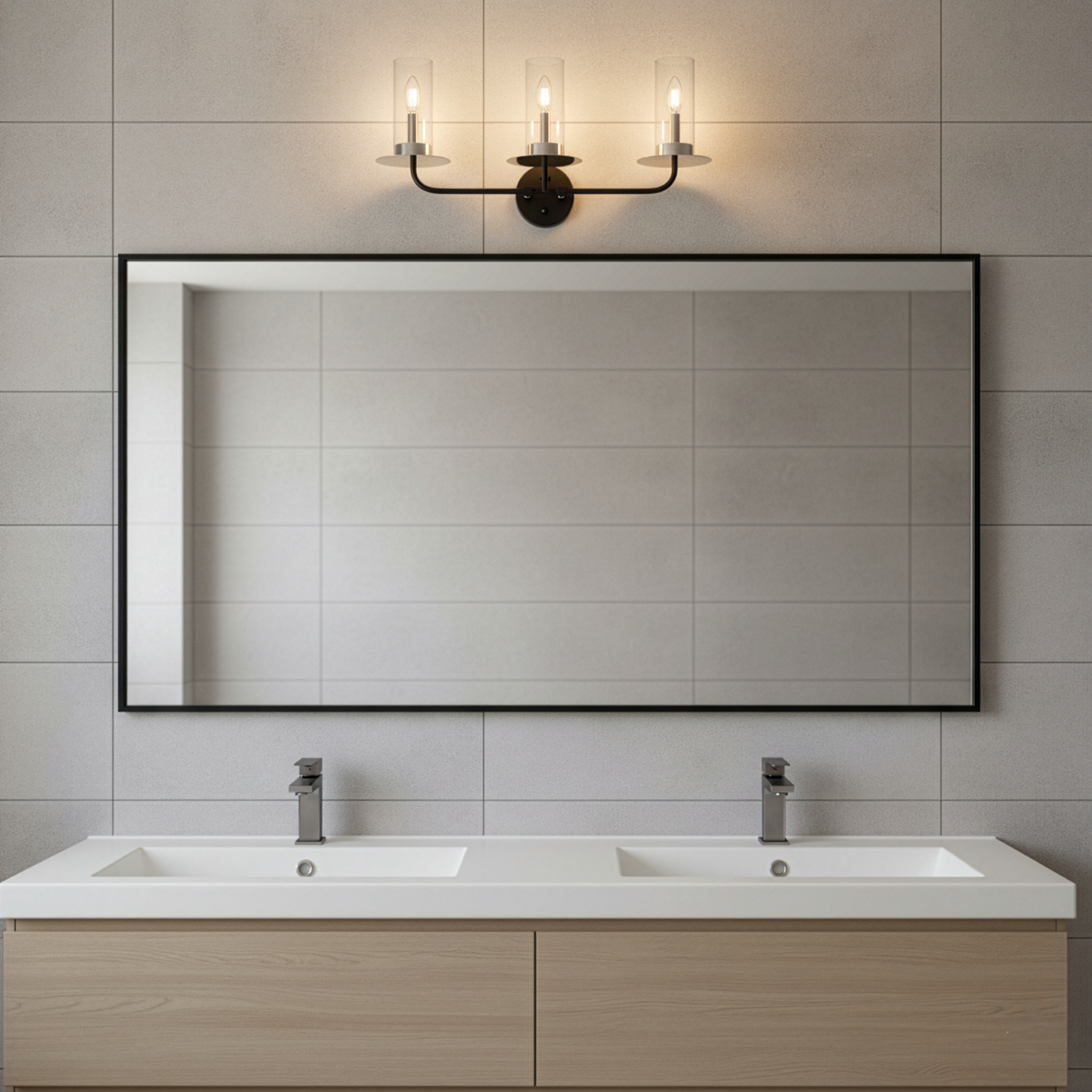 Aura 3-Bulb Two-Toned Vanity Light - Contemporary Vanities in Champagne Gold/Matte Black/Brushed Nickel