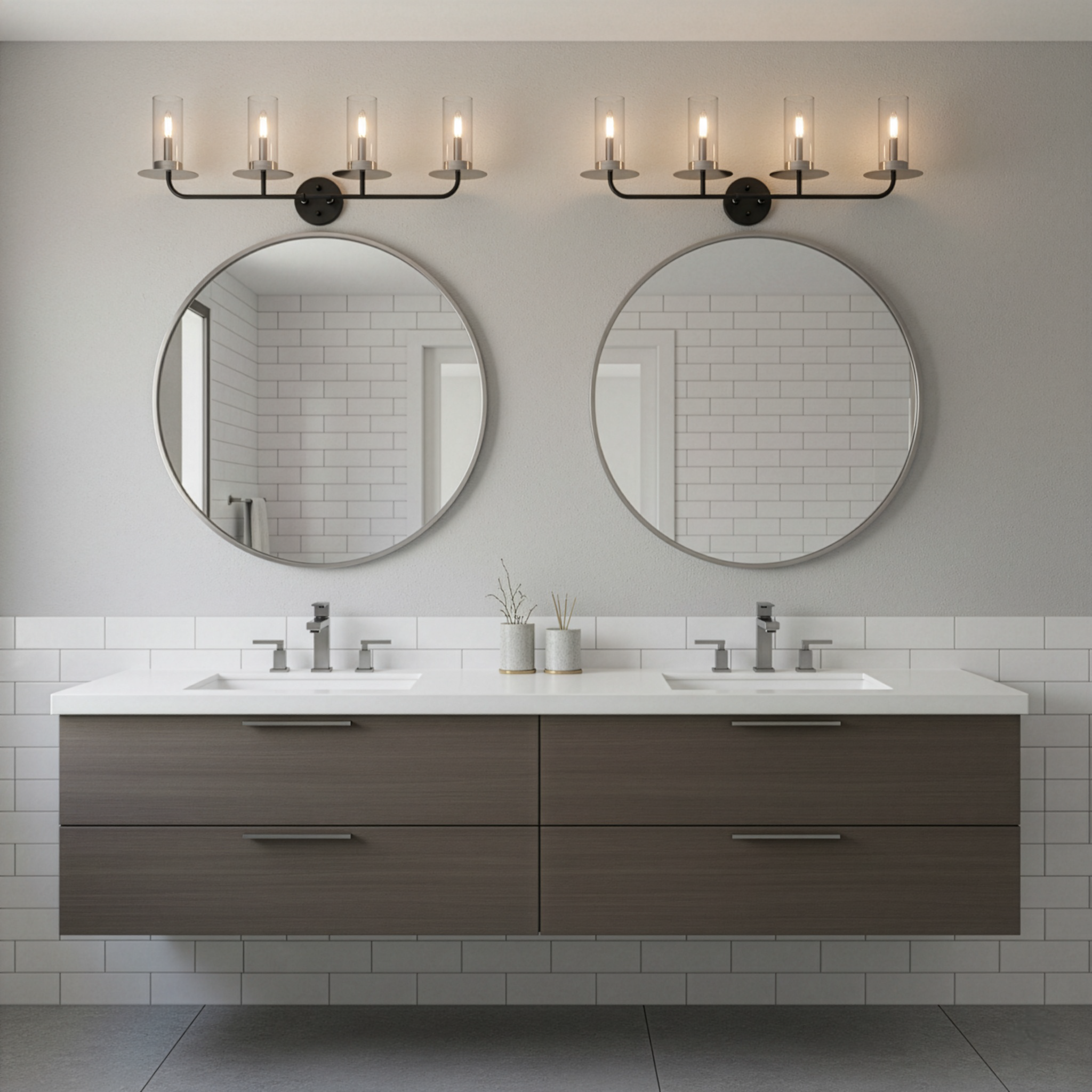 Aura 4-Bulb Two-Toned Vanity Light - Refined Vanities in Champagne Gold/Matte Black/Brushed Nickel