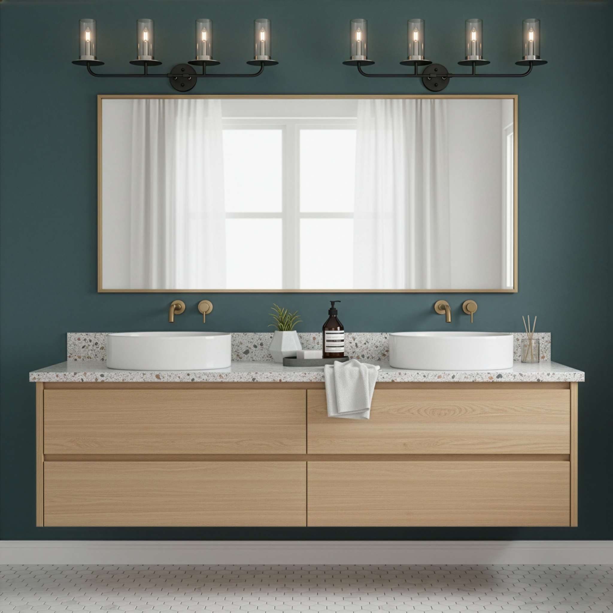Aura 4-Bulb Two-Toned Vanity Light - Refined Vanities in Champagne Gold/Matte Black/Brushed Nickel
