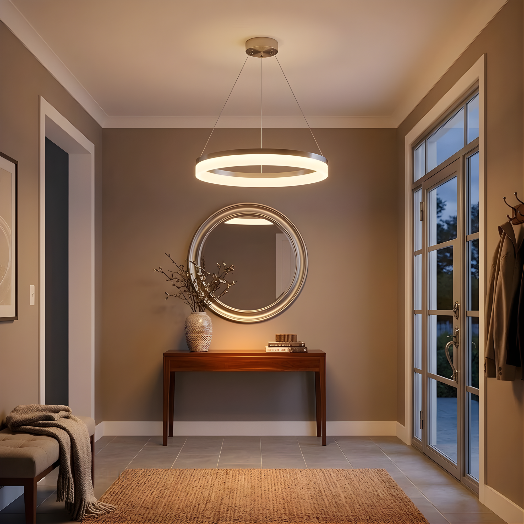 Elio 24" 35W LED Halo Acrylic Lens Pendant Brushed Nickel - Transitional Pendants
