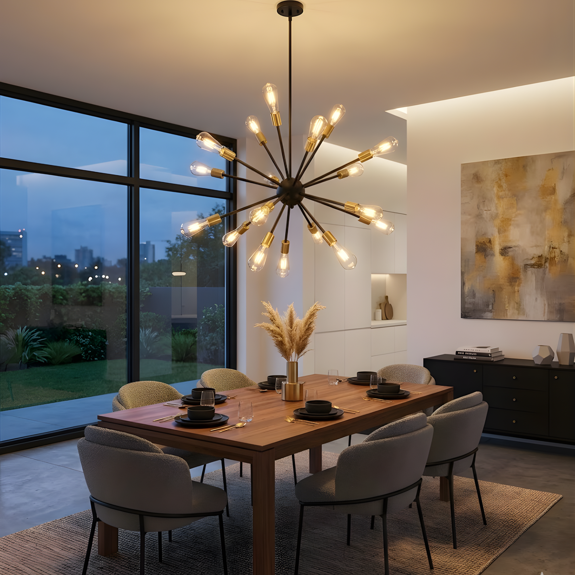 18-Light Odyssey Chandelier - Matte Black/Matte Gold - High-Design Chandeliers