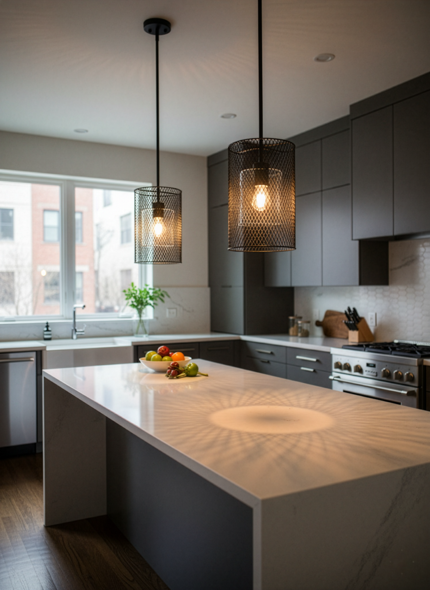 Salerno 1-Light Mesh Cylinder Pendant Frosted Glass E26 - Decorative Pendants in Matte Black