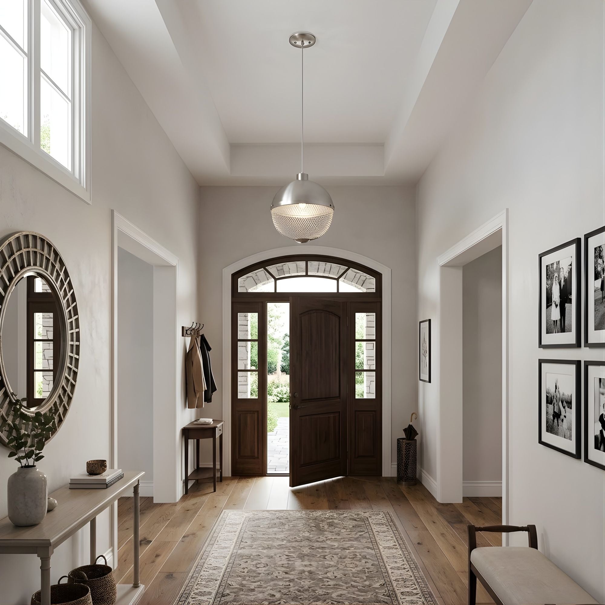 Parma 1-Light Metal and Mesh Globe Pendant E26 - Eye-Catching Pendants in Brushed Nickel
